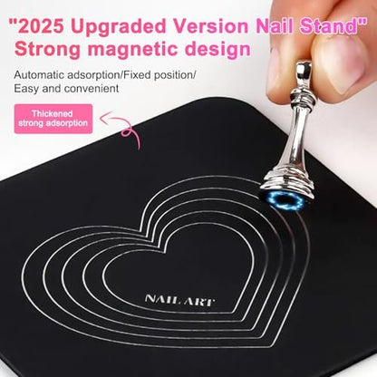 ANGNYA Nail Stand for Press Ons – Super Magnetic Base with Reusable Putty for Painting & Display, Home DIY Salon Supplies (Grey, 3.38x3.38in)