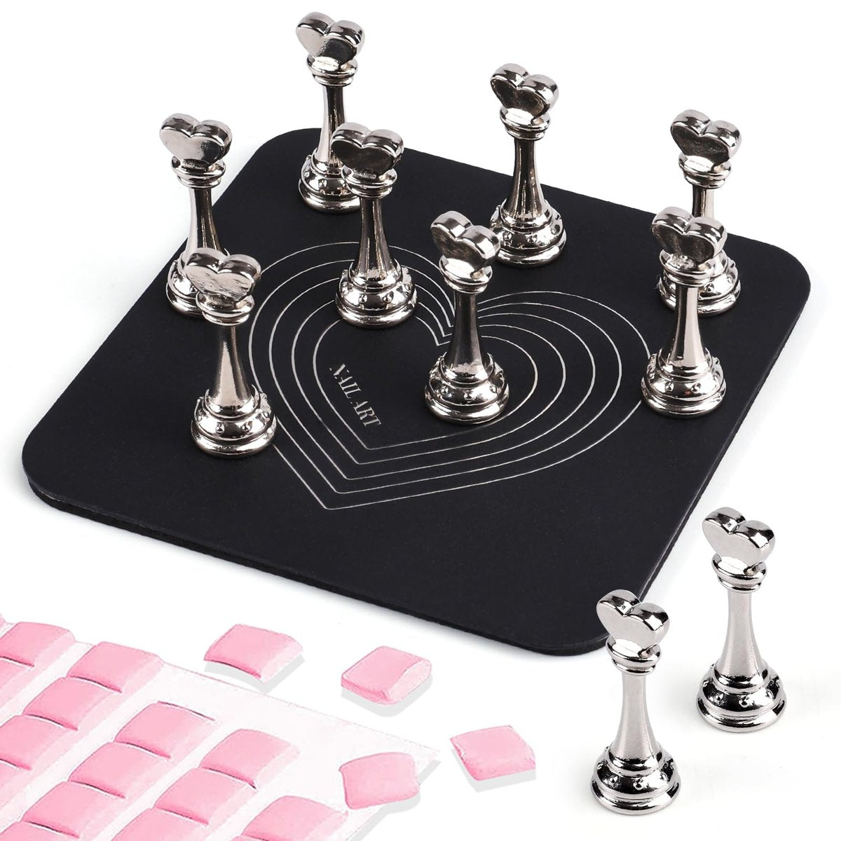 ANGNYA Nail Stand for Press Ons – Super Magnetic Base with Reusable Putty for Painting & Display, Home DIY Salon Supplies (Grey, 3.38x3.38in) - görsel 1