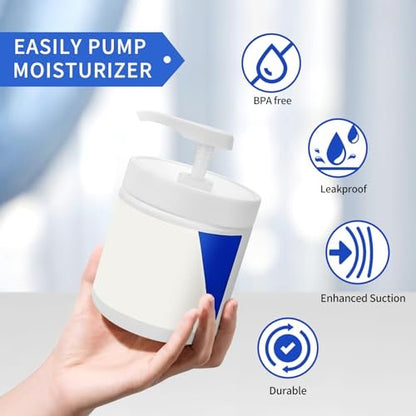 Universal Pump Lid for CeraVe Moisturizing Cream 19oz (2 Pack) - Cream Pump Dispenser for 3.3 Inch Diameter Mouth Jars