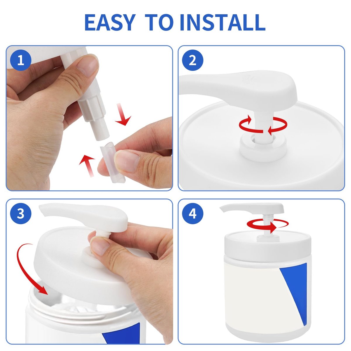 Universal Pump Lid for CeraVe Moisturizing Cream 19oz (2 Pack) - Cream Pump Dispenser for 3.3 Inch Diameter Mouth Jars - görsel 12