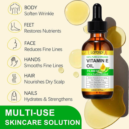 laraspi Pure Vitamin E Oil for Skin, Face, Scars, Body – Moisturizing Dry Skin, 4 oz Avelisse