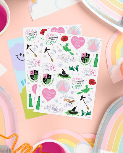 xo, Fetti Pink + Green Witch Temporary Tattoos - 50 Iridescent Foil Pieces | Birthday Party Favor, Kids Wizard Activity