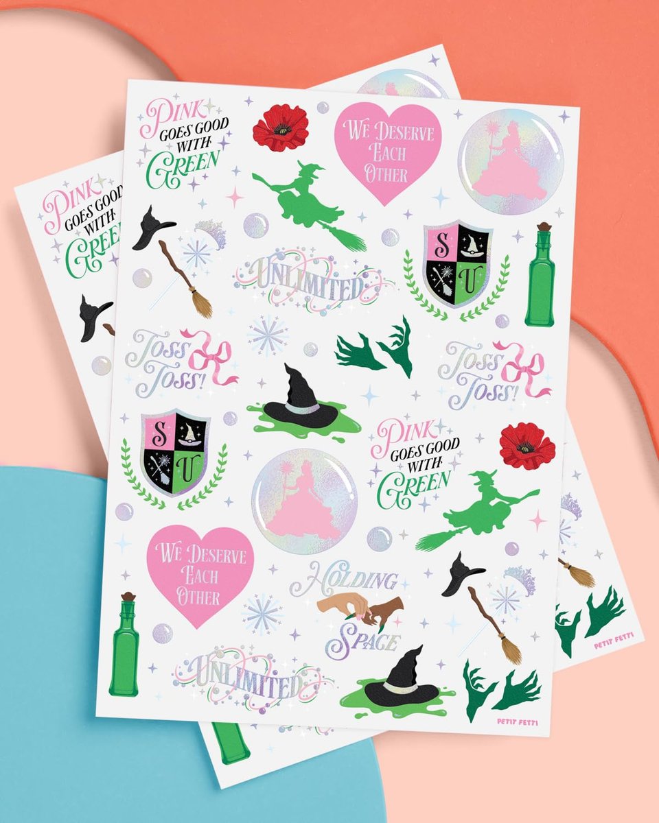xo, Fetti Pink + Green Witch Temporary Tattoos - 50 Iridescent Foil Pieces | Birthday Party Favor, Kids Wizard Activity - görsel 4