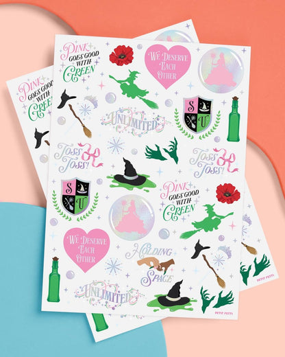 xo, Fetti Pink + Green Witch Temporary Tattoos - 50 Iridescent Foil Pieces | Birthday Party Favor, Kids Wizard Activity