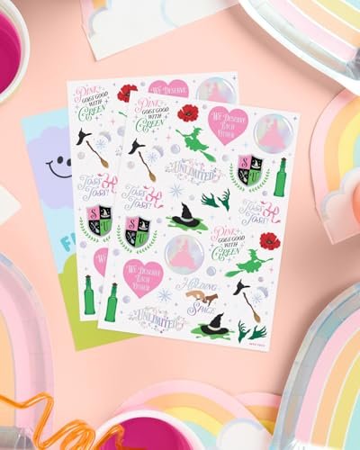xo, Fetti Pink + Green Witch Temporary Tattoos - 50 Iridescent Foil Pieces | Birthday Party Favor, Kids Wizard Activity