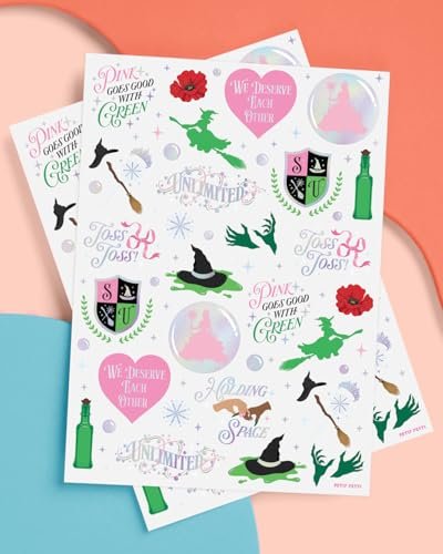 xo, Fetti Pink + Green Witch Temporary Tattoos - 50 Iridescent Foil Pieces | Birthday Party Favor, Kids Wizard Activity