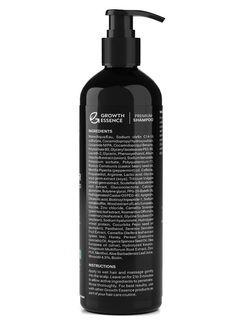 Minoxidil & Biotin Shampoo for Hair Growth - DHT Blocker with Caffeine, Castor Oil & Onion for Thicker, Healthier Hair - Strengthening Formula for Men & Women Avelisse