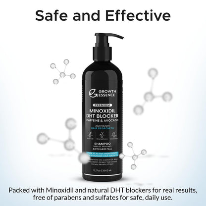 Minoxidil & Biotin Shampoo for Hair Growth - DHT Blocker with Caffeine, Castor Oil & Onion for Thicker, Healthier Hair - Strengthening Formula for Men & Women Avelisse