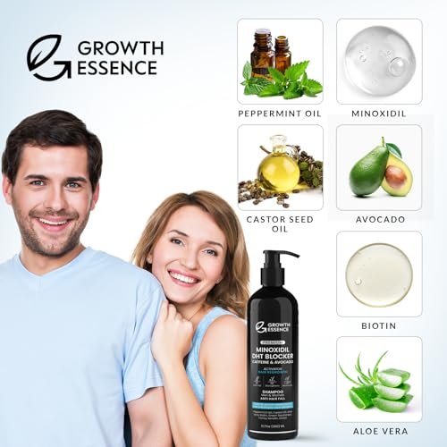 Minoxidil & Biotin Shampoo for Hair Growth - DHT Blocker with Caffeine, Castor Oil & Onion for Thicker, Healthier Hair - Strengthening Formula for Men & Women Avelisse