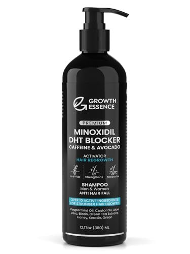 Minoxidil & Biotin Shampoo for Hair Growth - DHT Blocker with Caffeine, Castor Oil & Onion for Thicker, Healthier Hair - Strengthening Formula for Men & Women Avelisse