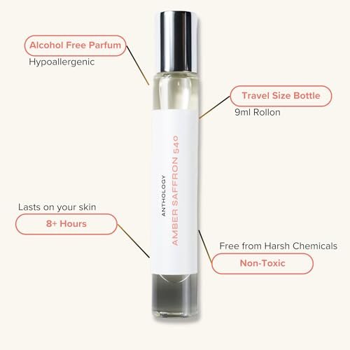 Anthology Amber Saffron 540 Roll On Perfume Oil - 0.3 oz (9 ml) Woody Amber Floral Clean Cruelty-Free Fragrance Avelisse