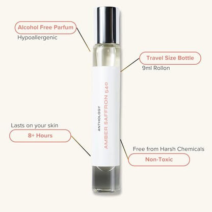 Anthology Amber Saffron 540 Roll On Perfume Oil - 0.3 oz (9 ml) Woody Amber Floral Clean Cruelty-Free Fragrance Avelisse