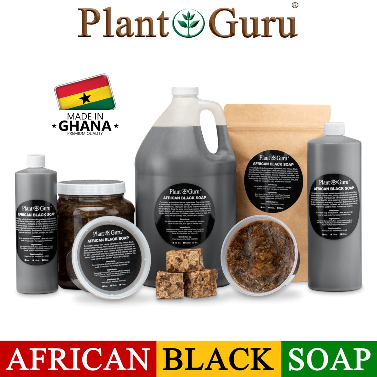 Plant Guru Raw African Black Soap 5 oz. Bar - Pure & Natural Traditional Skincare for Face, Body & Hair | Handmade Cleanser for All Skin Types Imported From Ghana - görsel 13