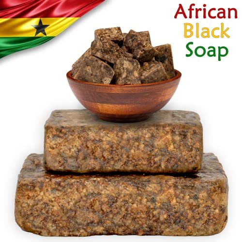 Plant Guru Raw African Black Soap 5 oz. Bar - Pure & Natural Traditional Skincare for Face, Body & Hair | Handmade Cleanser for All Skin Types Imported From Ghana - görsel 4