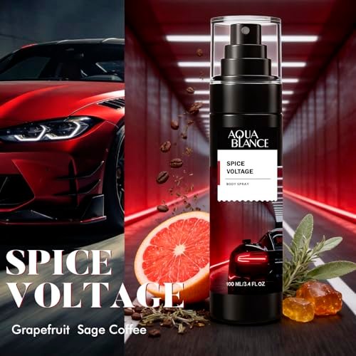 AQUA BLANCE Body Spray for Men - Long Lasting Refreshing Spray, Pack of 3 (Spice Voltage, Cold Signal, Remain Glow), 3.4 Fl Oz Each Avelisse
