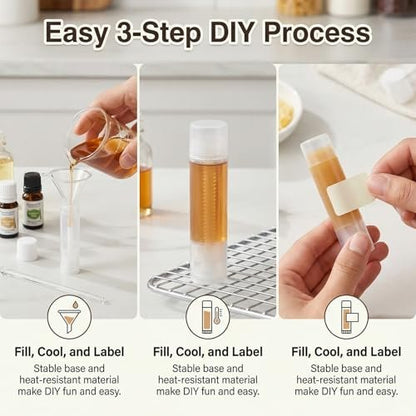 RAINFLOW 50 PCS Lip Balm Tubes - 5 g Twist-up Empty Lip Gloss Containers, BPA Free & Leak Free, Clear Lipstick Tubes with White Caps for DIY Homemade Lip Balms, Chapsticks, Solid Perfume