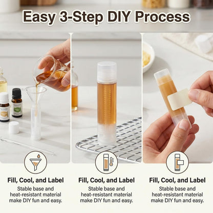 RAINFLOW 50 PCS Lip Balm Tubes - 5 g Twist-up Empty Lip Gloss Containers, BPA Free & Leak Free, Clear Lipstick Tubes with White Caps for DIY Homemade Lip Balms, Chapsticks, Solid Perfume