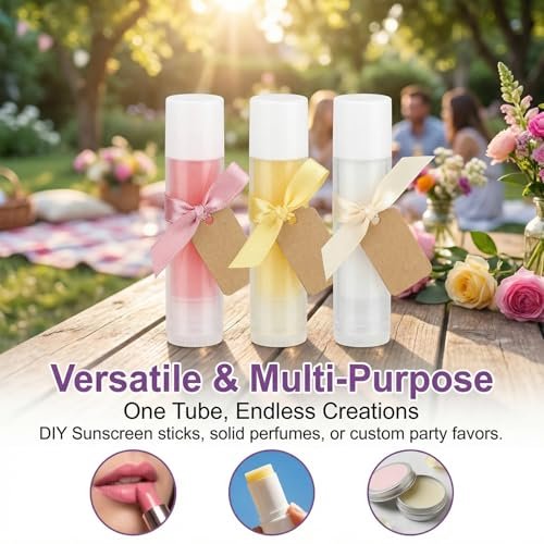RAINFLOW 50 PCS Lip Balm Tubes - 5 g Twist-up Empty Lip Gloss Containers, BPA Free & Leak Free, Clear Lipstick Tubes with White Caps for DIY Homemade Lip Balms, Chapsticks, Solid Perfume - görsel 14