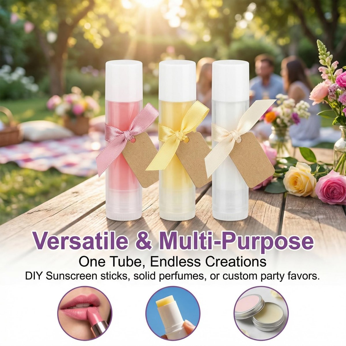 RAINFLOW 50 PCS Lip Balm Tubes - 5 g Twist-up Empty Lip Gloss Containers, BPA Free & Leak Free, Clear Lipstick Tubes with White Caps for DIY Homemade Lip Balms, Chapsticks, Solid Perfume - görsel 13