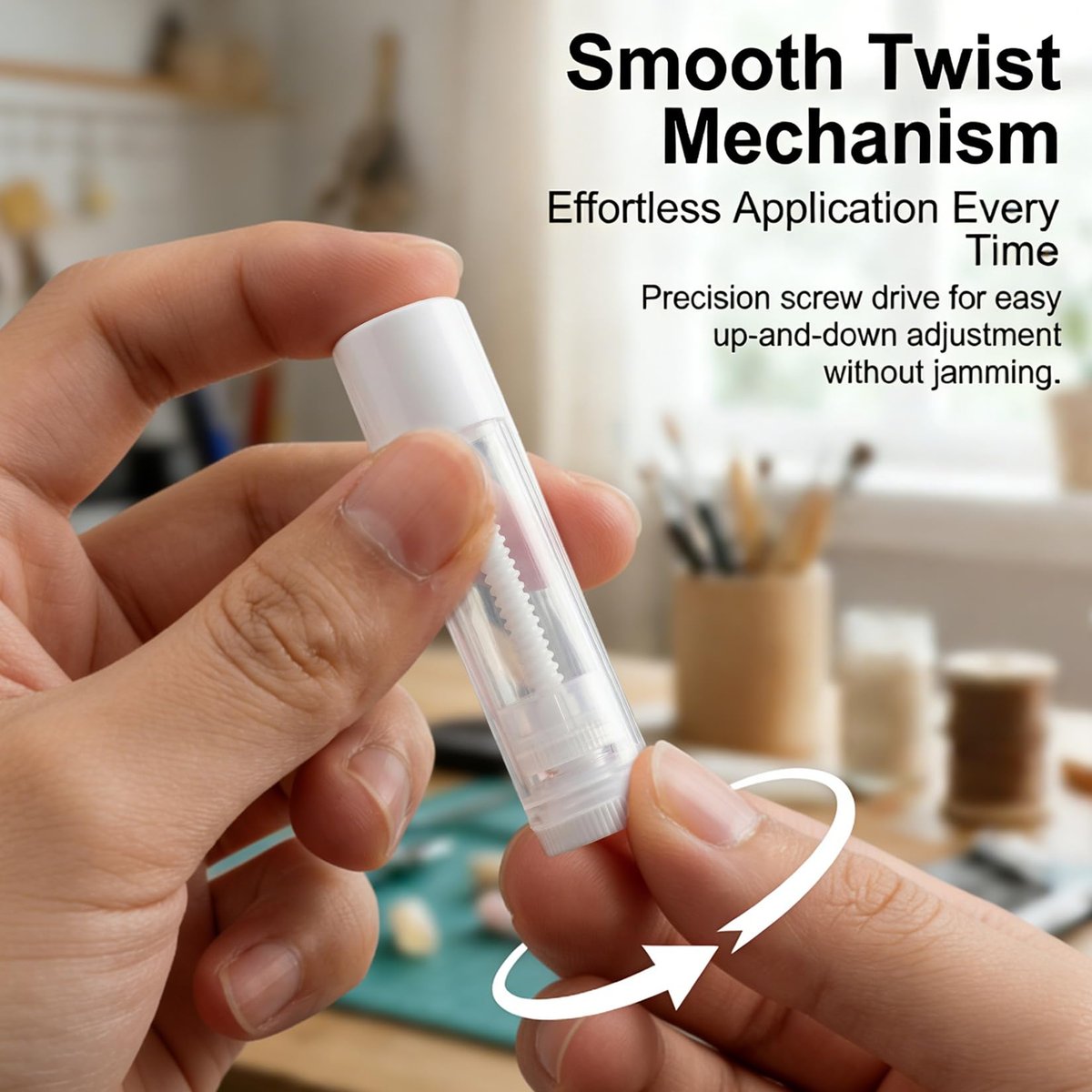 RAINFLOW 50 PCS Lip Balm Tubes - 5 g Twist-up Empty Lip Gloss Containers, BPA Free & Leak Free, Clear Lipstick Tubes with White Caps for DIY Homemade Lip Balms, Chapsticks, Solid Perfume - görsel 15