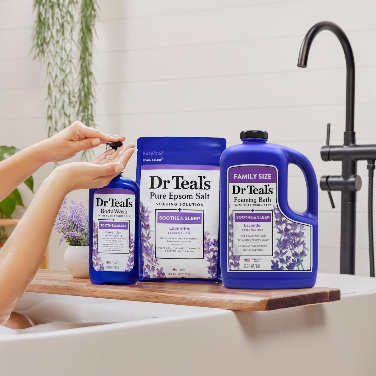 Dr Teal's Foaming Bath with Pure Epsom Salt, Soothe & Sleep with Lavender, 62.5 fl oz Avelisse