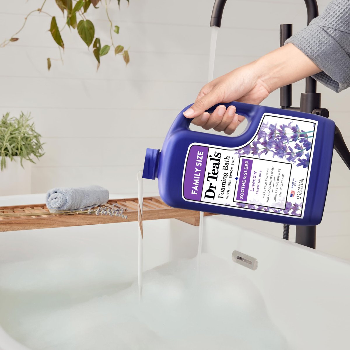 Dr Teal's Foaming Bath with Pure Epsom Salt, Soothe & Sleep with Lavender, 62.5 fl oz Avelisse
