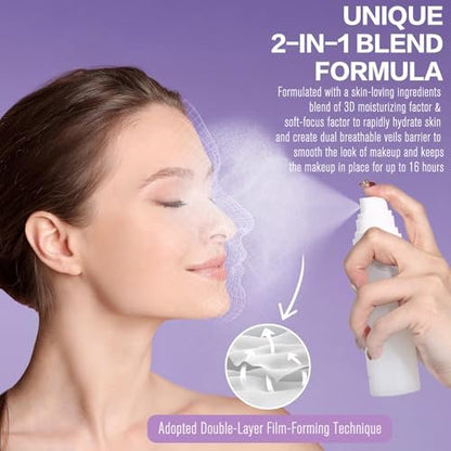 UCANBE Dewy Setting Spray for Makeup - Long Lasting Hydrating Finishing Spray for Face, Micro-Fine Mist for Dewy Glow, Lightweight & Waterproof 16H Wear