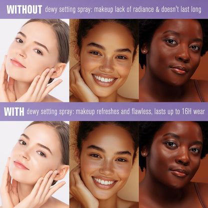 UCANBE Dewy Setting Spray for Makeup - Long Lasting Hydrating Finishing Spray for Face, Micro-Fine Mist for Dewy Glow, Lightweight & Waterproof 16H Wear