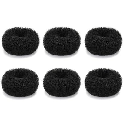 Extra Small Hair Bun Maker for Kids – 6 Pack Mini Chignon Donut Sock Bun Form for Short & Thin Hair (2 Inch, Black)