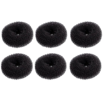 Extra Small Hair Bun Maker for Kids – 6 Pack Mini Chignon Donut Sock Bun Form for Short & Thin Hair (2 Inch, Black)