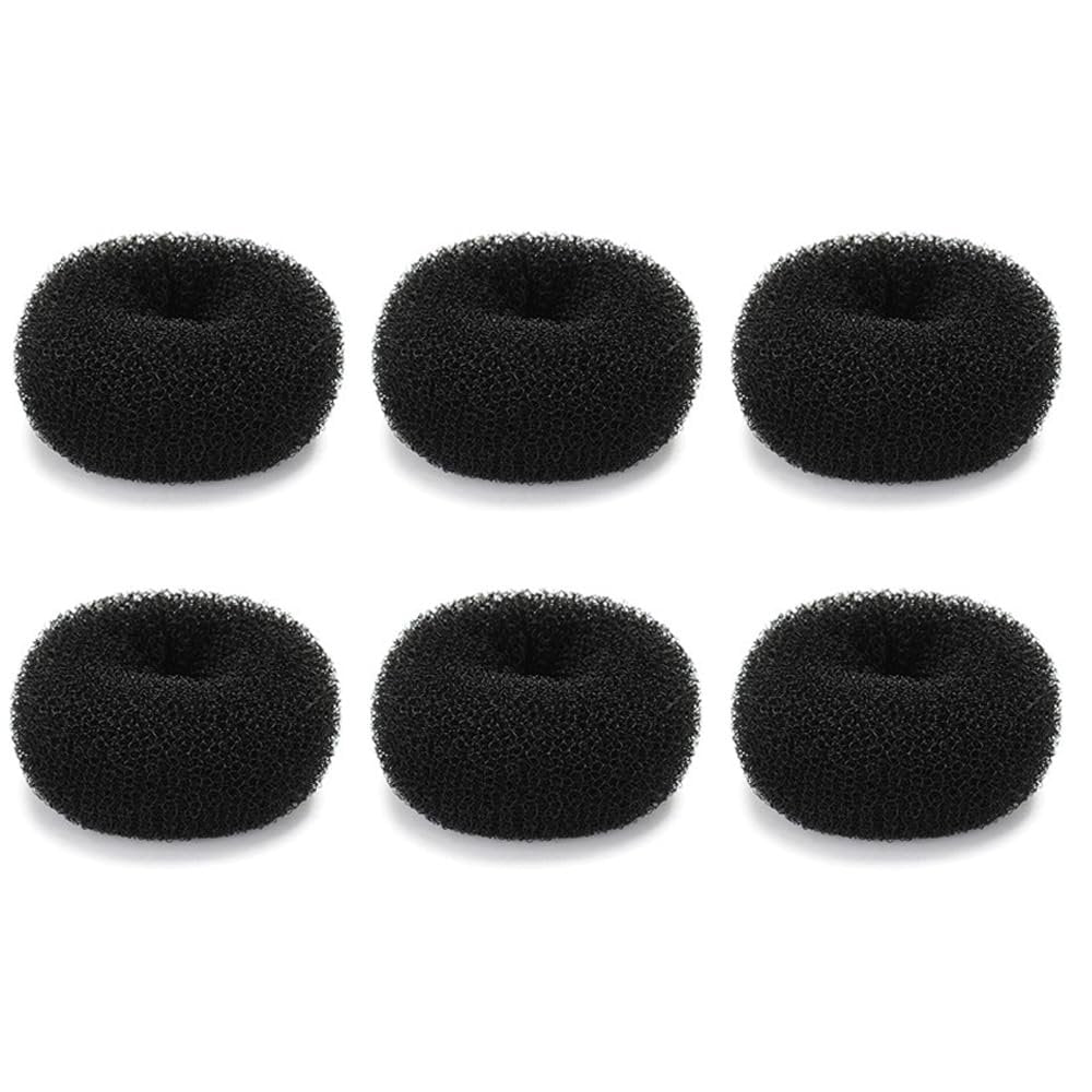 Extra Small Hair Bun Maker for Kids – 6 Pack Mini Chignon Donut Sock Bun Form for Short & Thin Hair (2 Inch, Black) - görsel 1