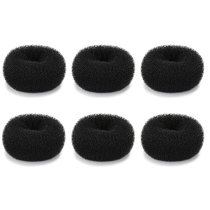 Extra Small Hair Bun Maker for Kids – 6 Pack Mini Chignon Donut Sock Bun Form for Short & Thin Hair (2 Inch, Black)