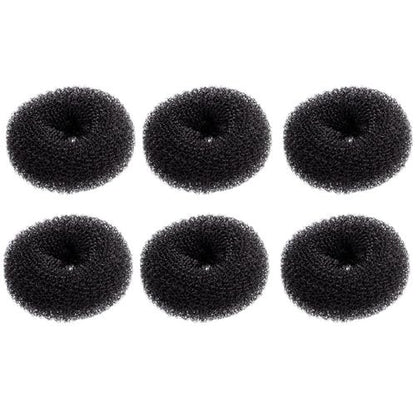 Extra Small Hair Bun Maker for Kids – 6 Pack Mini Chignon Donut Sock Bun Form for Short & Thin Hair (2 Inch, Black)