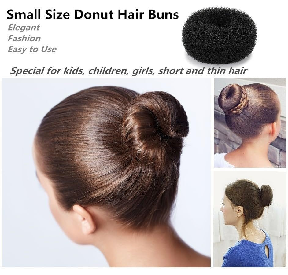 Extra Small Hair Bun Maker for Kids – 6 Pack Mini Chignon Donut Sock Bun Form for Short & Thin Hair (2 Inch, Black) - görsel 3