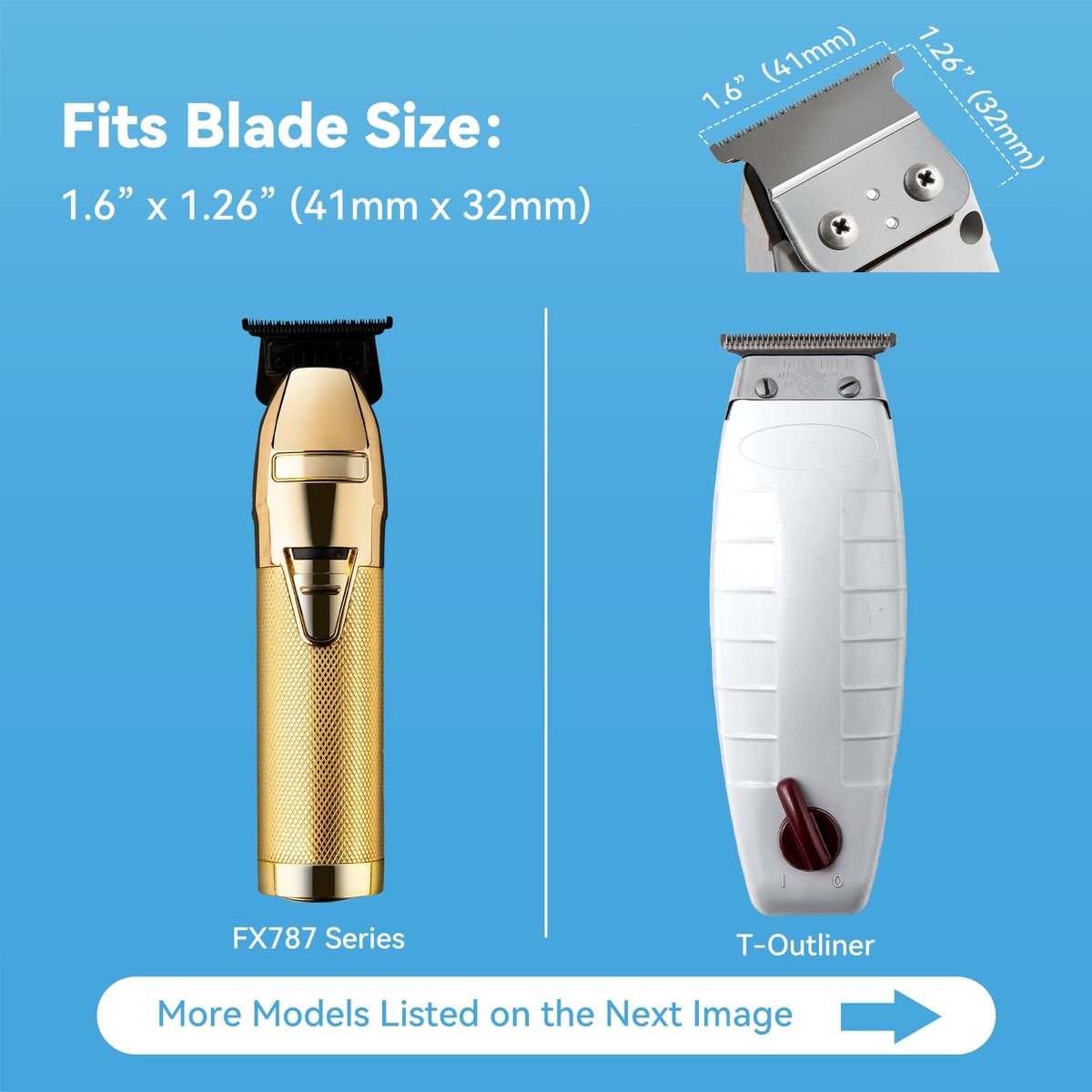 6-Pack Hair Clipper Guards Compatible with Baybliss FX787 and Andis T Outliner G, GO, GTO, ORL, LS2, LS3, PLS, PMT-1, RT-1, SLII Trimmer Guards - 1/16" to 3/8" Black - görsel 5