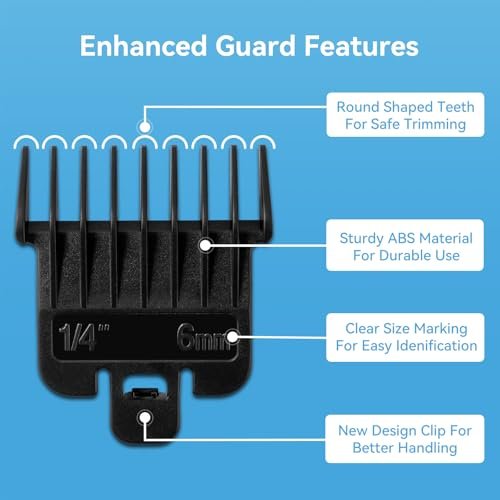 6-Pack Hair Clipper Guards Compatible with Baybliss FX787 and Andis T Outliner G, GO, GTO, ORL, LS2, LS3, PLS, PMT-1, RT-1, SLII Trimmer Guards - 1/16" to 3/8" Black - görsel 10
