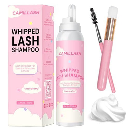 Whipped Lash Cream Shampoo Unscented Foam Cleanser | 100ml Eyelash Extension Cleaning Bath Kit for Salon & Home Use