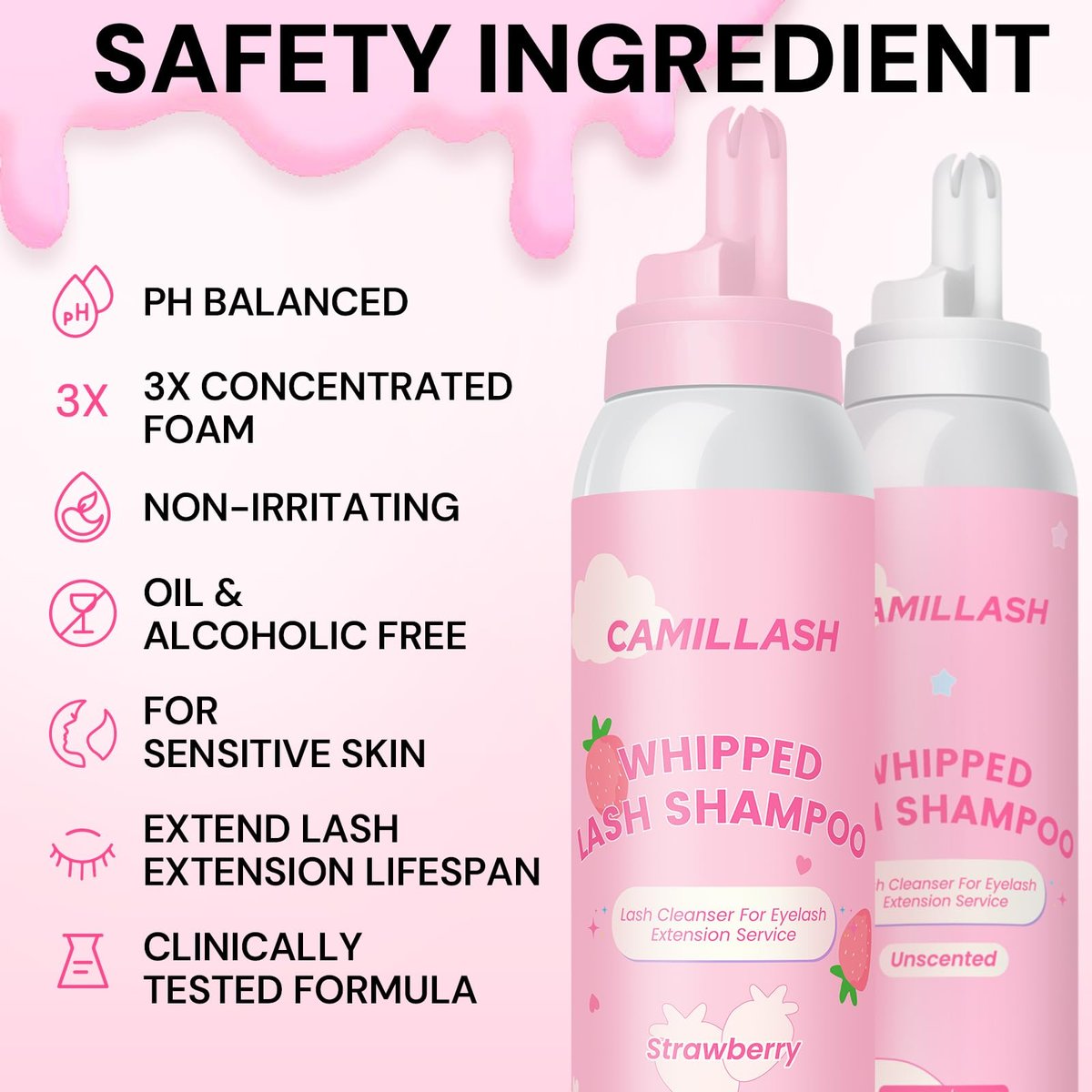 Whipped Lash Cream Shampoo Unscented Foam Cleanser | 100ml Eyelash Extension Cleaning Bath Kit for Salon & Home Use - görsel 4