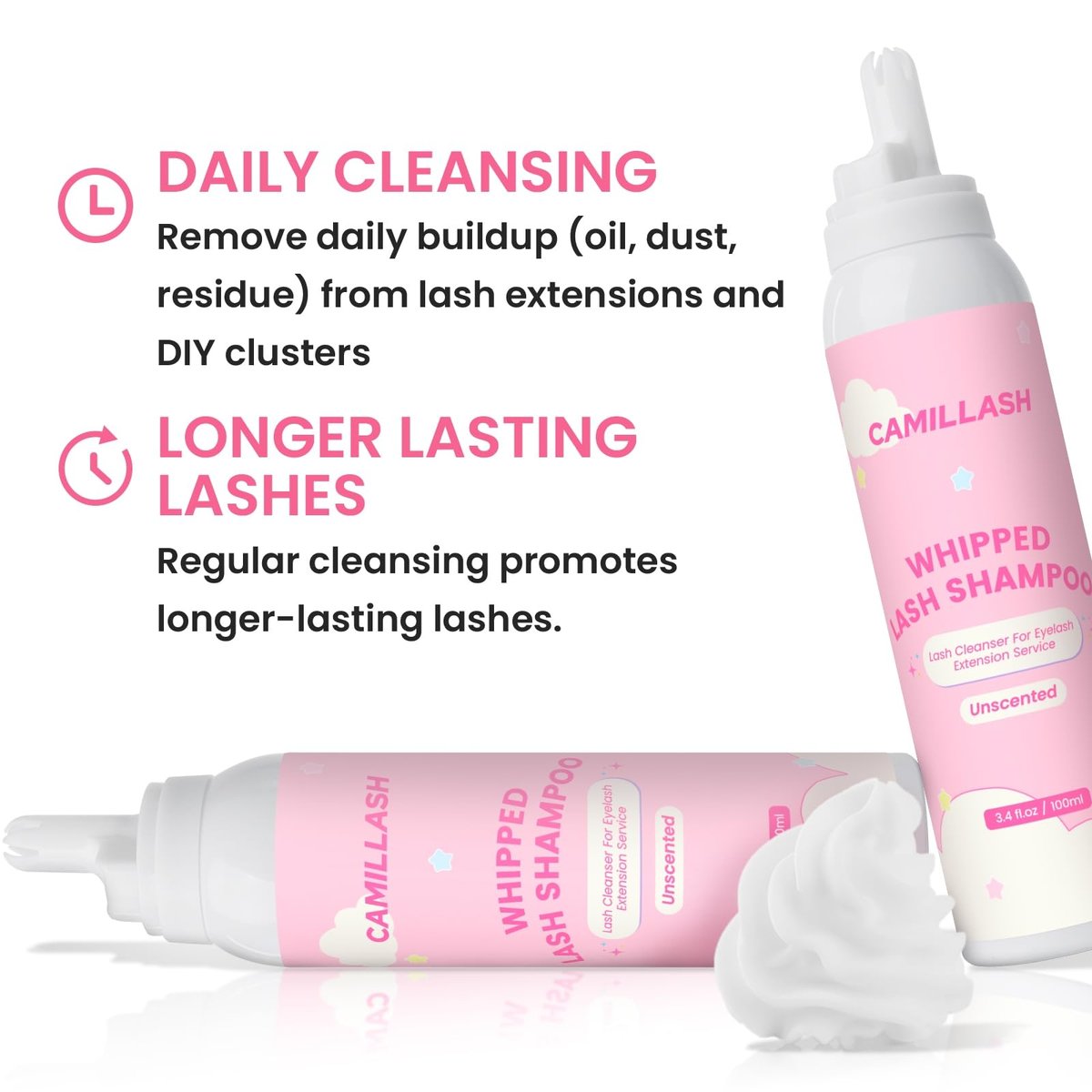 Whipped Lash Cream Shampoo Unscented Foam Cleanser | 100ml Eyelash Extension Cleaning Bath Kit for Salon & Home Use - görsel 8