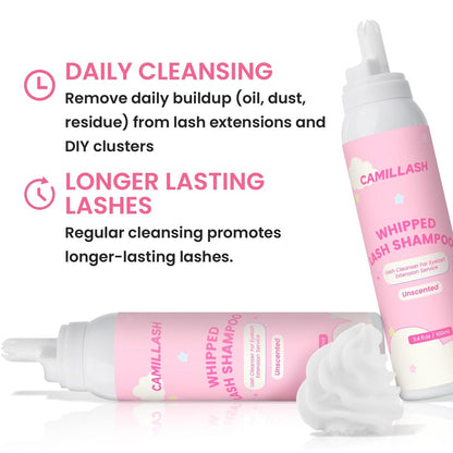 Whipped Lash Cream Shampoo Unscented Foam Cleanser | 100ml Eyelash Extension Cleaning Bath Kit for Salon & Home Use
