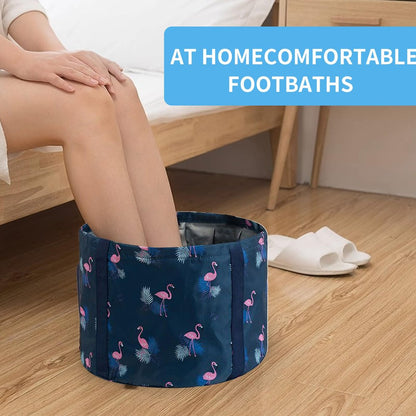 Multifunctional Collapsible Foot Bath Bucket - Portable Spa Basin for Soaking, Pedicure, Camping, and Fishing - Large Dark Blue EVA Bag