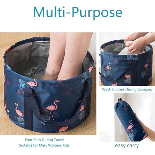 Multifunctional Collapsible Foot Bath Bucket - Portable Spa Basin for Soaking, Pedicure, Camping, and Fishing - Large Dark Blue EVA Bag - görsel 10