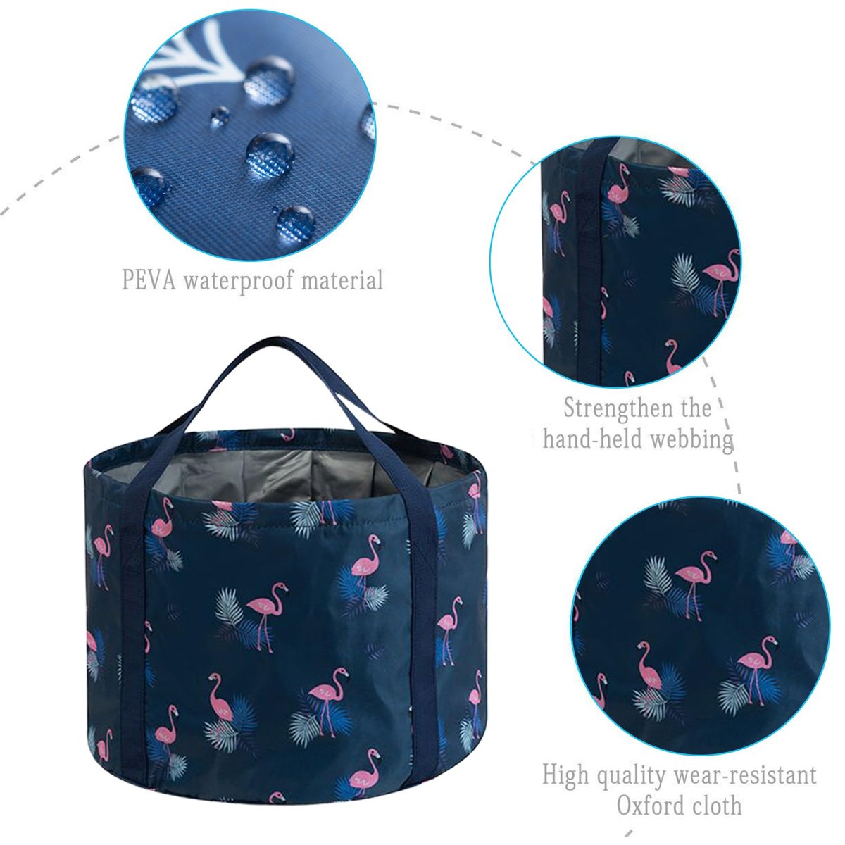 Multifunctional Collapsible Foot Bath Bucket - Portable Spa Basin for Soaking, Pedicure, Camping, and Fishing - Large Dark Blue EVA Bag - görsel 13