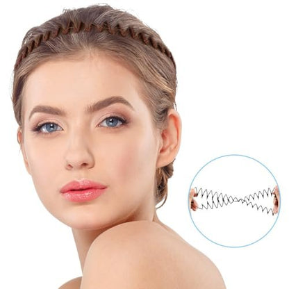 Classicseali 12 Pack Comb Headbands for Women - Full Circular Claw Headband, Flexible Plastic Circle Tooth Headband for Women & Girls (Black, Brown, White)