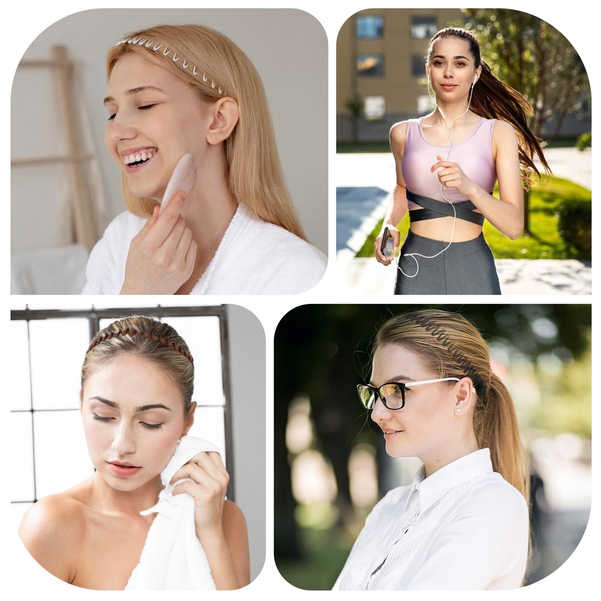 Classicseali 12 Pack Comb Headbands for Women - Full Circular Claw Headband, Flexible Plastic Circle Tooth Headband for Women & Girls (Black, Brown, White) - görsel 13