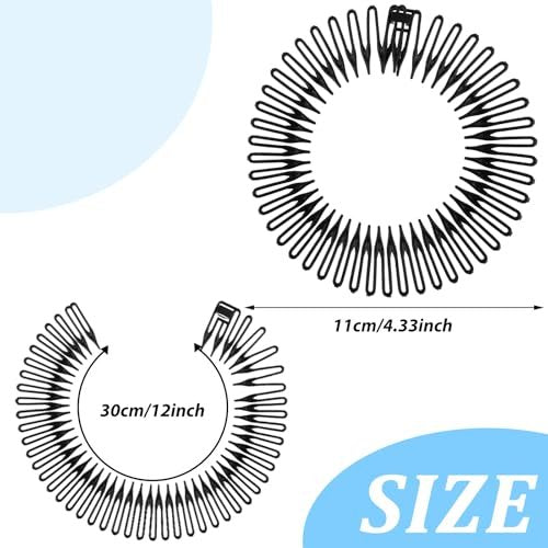 Classicseali 12 Pack Comb Headbands for Women - Full Circular Claw Headband, Flexible Plastic Circle Tooth Headband for Women & Girls (Black, Brown, White) - görsel 4