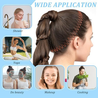 Classicseali 12 Pack Comb Headbands for Women - Full Circular Claw Headband, Flexible Plastic Circle Tooth Headband for Women & Girls (Black, Brown, White)