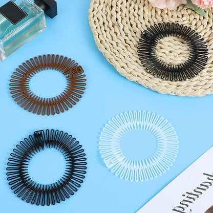 Classicseali 12 Pack Comb Headbands for Women - Full Circular Claw Headband, Flexible Plastic Circle Tooth Headband for Women & Girls (Black, Brown, White)