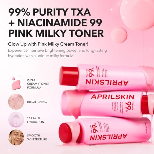 APRILSKIN TXA+Niacinamide 99 Pink Milky Toner | 99% High-Purity TXA 3% + Niacinamide 5% for Brightening | Highly Concentrated Cream Toner | Deep Moisturizing Formula for Dull Skin | 5.07 fl.oz. - görsel 4