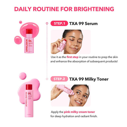 APRILSKIN TXA+Niacinamide 99 Pink Milky Toner | 99% High-Purity TXA 3% + Niacinamide 5% for Brightening | Highly Concentrated Cream Toner | Deep Moisturizing Formula for Dull Skin | 5.07 fl.oz.